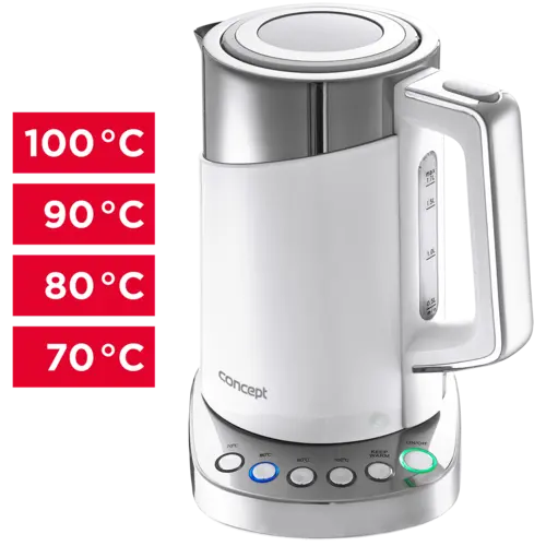 RK3170 Rýchlovarná kanvica s termoreguláciou nerez + plast 1,7 l biela