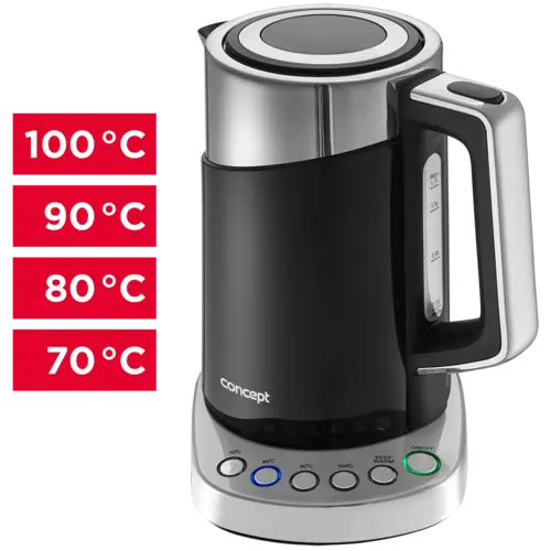 RK3171 Rýchlovarná kanvica s termoreguláciou nerez + plast 1,7 l čierna