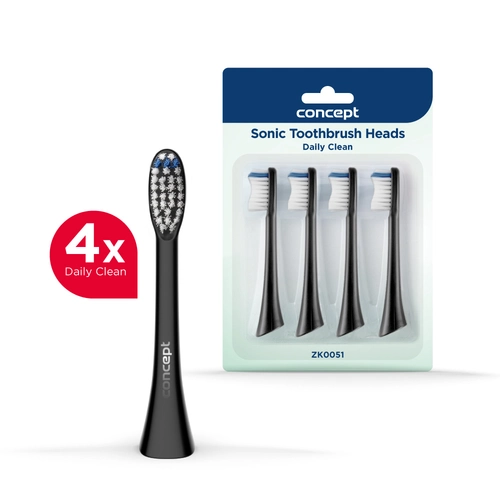 ZK0051 Náhradní hlavice k zubním kartáčkům PERFECT SMILE ZK500x, Daily Clean, 4 ks, černé