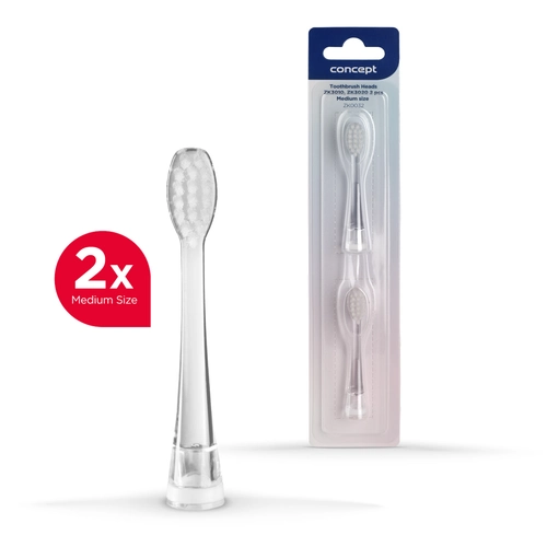 ZK0032 Náhradné hlavice k detským zubným kefkám ZK3010, ZK3020 medium, 2 ks, priehľadné